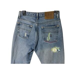 Vtg Y2K Polo Ralph Lauren Jeans Sz 6 Flora Embroidered Denim 28x32 Distressed